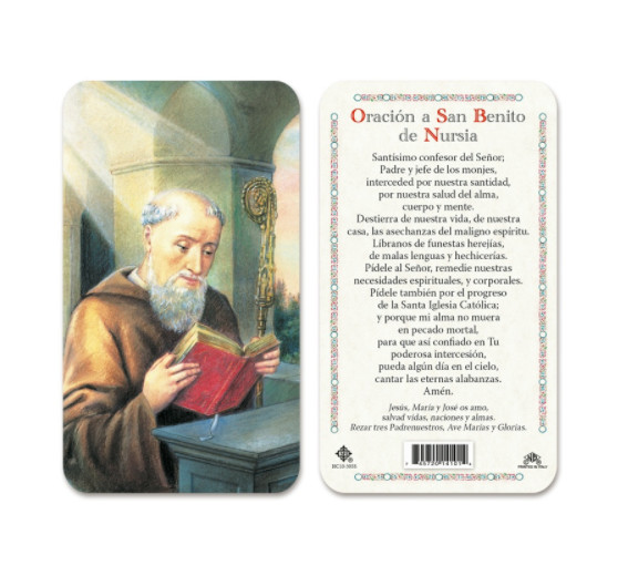 Oracion a San Benito de Nursia - Spanish - Plastic Holy Card HC10