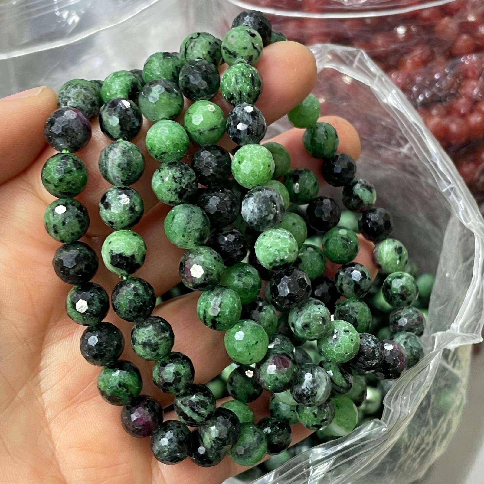 8mm 5pcs Natural Ruby Zoisite Smooth Round Ball  Gemstone Beads