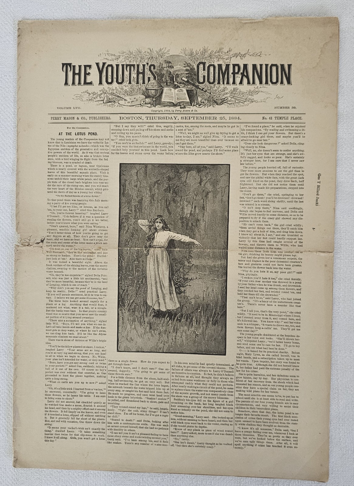 Sept 25, 1884 The Youth\'s Companion #39 Victorian Illustrated Newspaper Magazine