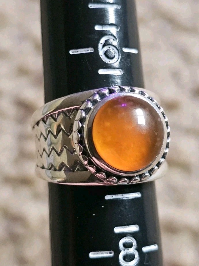 Sterling Silver Carnelian Ring, Size 7, Crystals & Stones, Mineral Specimen