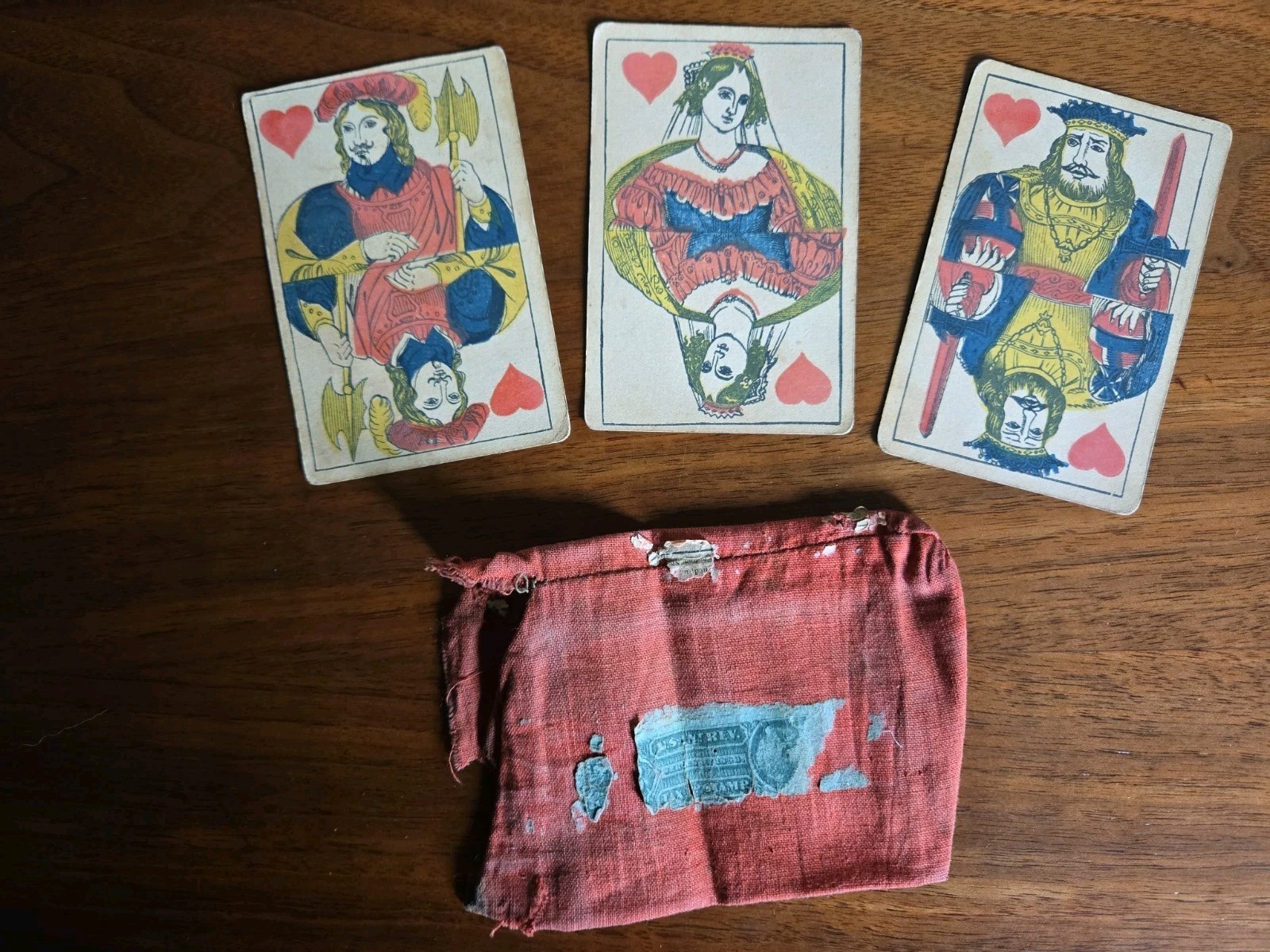 Rare c1875 Piatnik 32 Card Skat Deck & Civil War Era 3c US Rev Tax Stamp Pouch