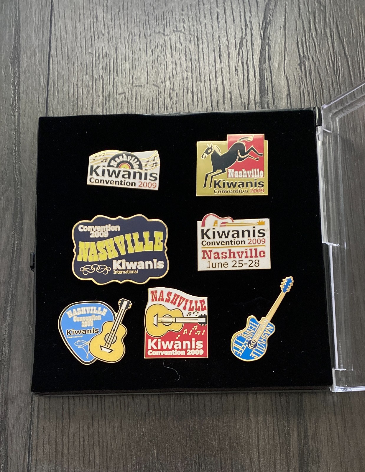 7 Kiwanis Intl Lapel Pin Set Nashville Convention 2009 Enamel Gold-tone W/ Case