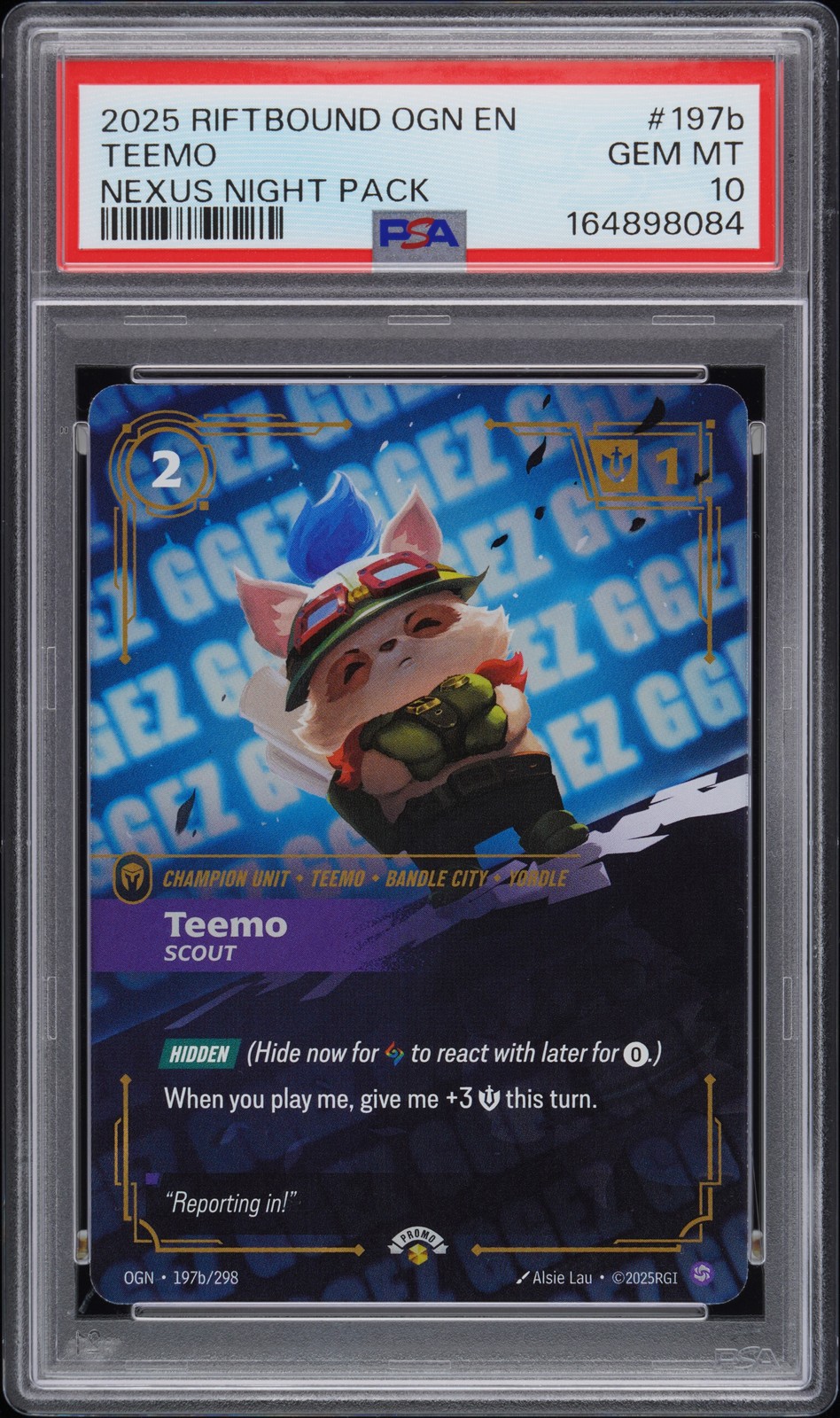2025 RIFTBOUND: LEAGUE OF LEGENDS OGN-ORIGINS #197B TEEMO - SCOUT PSA 10