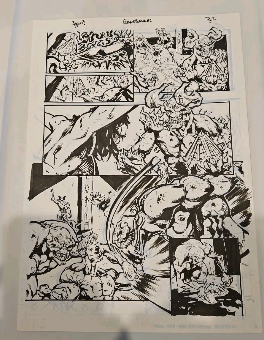 Eskivo Original Unpublished Comic Book Art Page 2 B&W Inked Original Story 