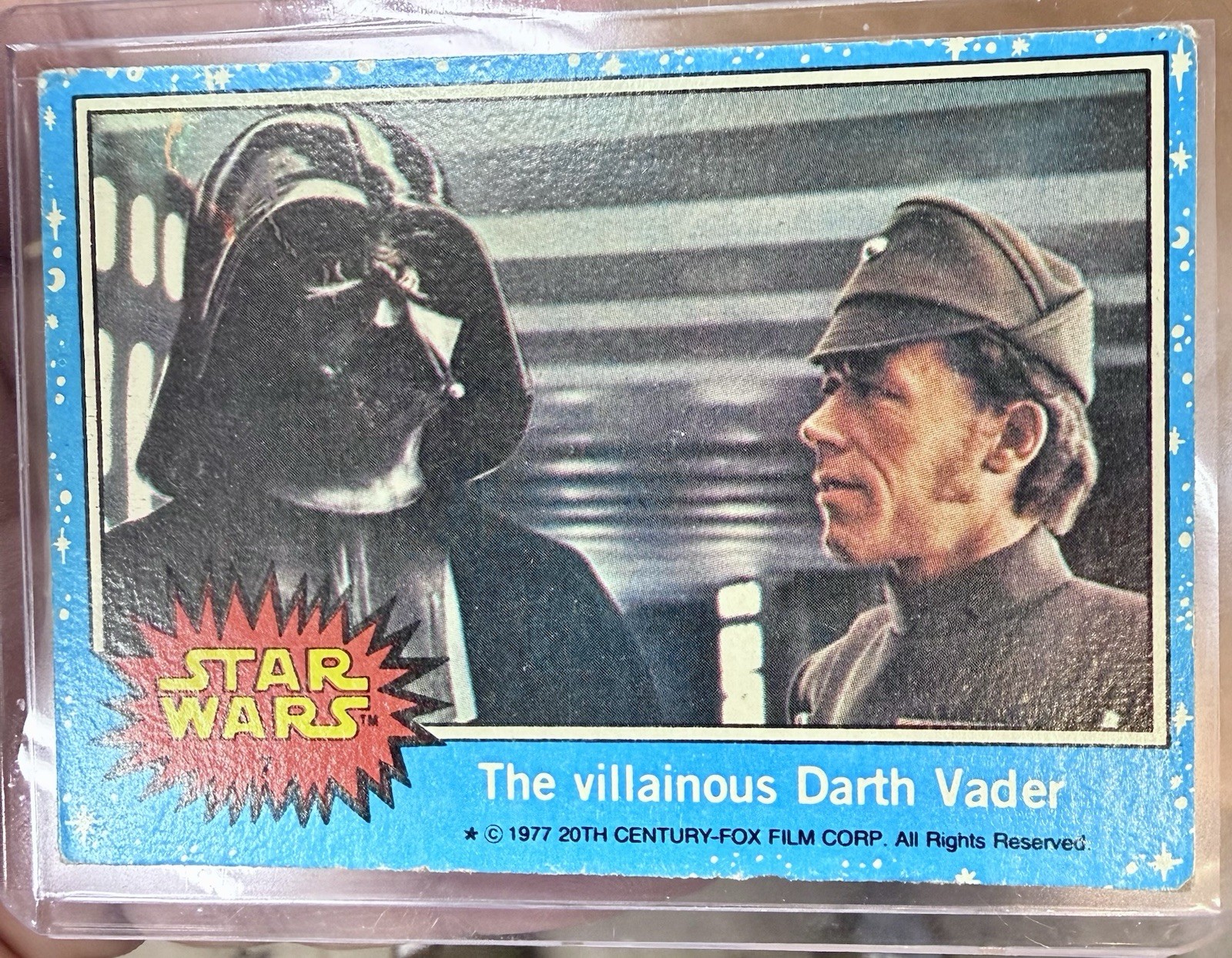 Vintage 1977 Topps Star Wars #7 The Villainous Darth Vader Rookie Series 1 Blue