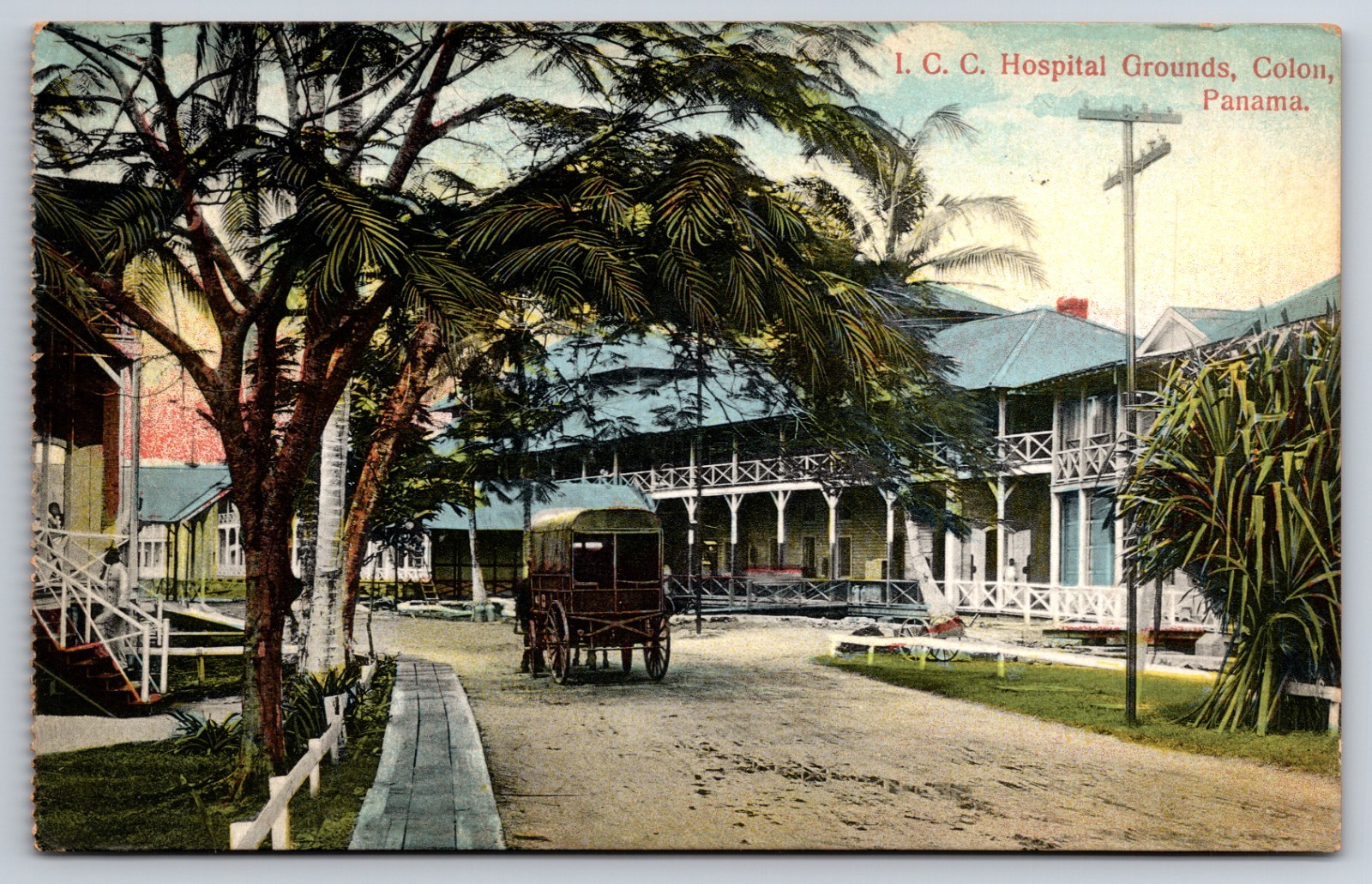 ICC Isthmian Canal Commission Hospital Grounds Colon Panama c1910 Postcard ICC Isthmian Canal Commission Hospital Grounds Colon Panama c1910 Postcard