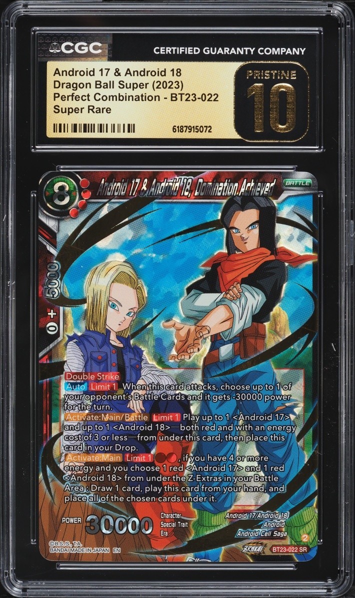 2023 Dragon Ball Super ENG CGC 10 PRISTINE Androids 17 & 18 Super Rare #BT23-022