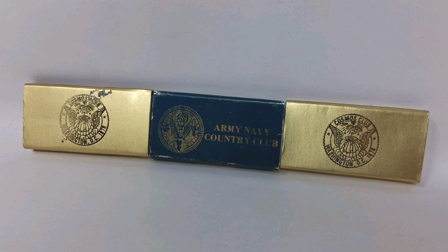 Vtg Cosmos Club Washington DC Matchbox Matches Gold Advertising Lot + Army Navy