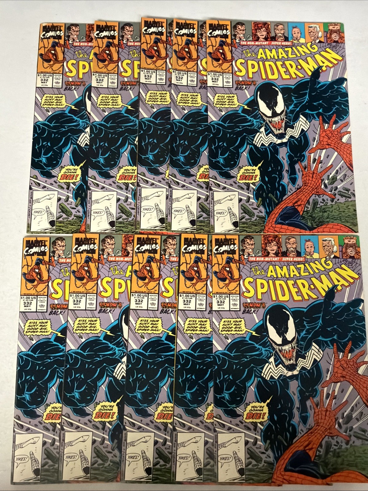 Amazing Spider-Man #332 x10 Copies 1992 Early Venom Marvel 1st Print *Q4