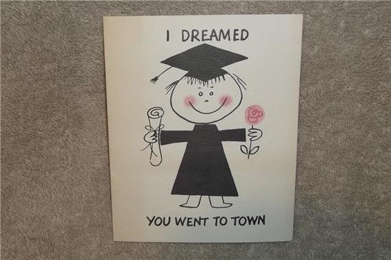 VINTAGE 15¢  HUMOROUS SILLY RISQUE GRADUATION GRADUATE GREETING CARD ~ FRAVESSI