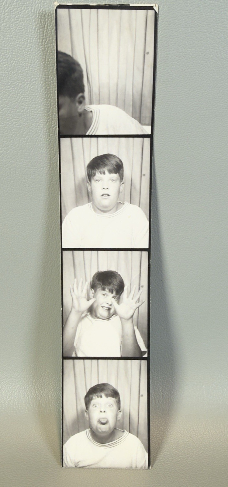 Vintage Photo Booth Photo Strip Silly Boy Out of Frame Tongue Out READ Vintage Photo Booth Photo Strip Silly Boy Out of Frame Tongue Out READ