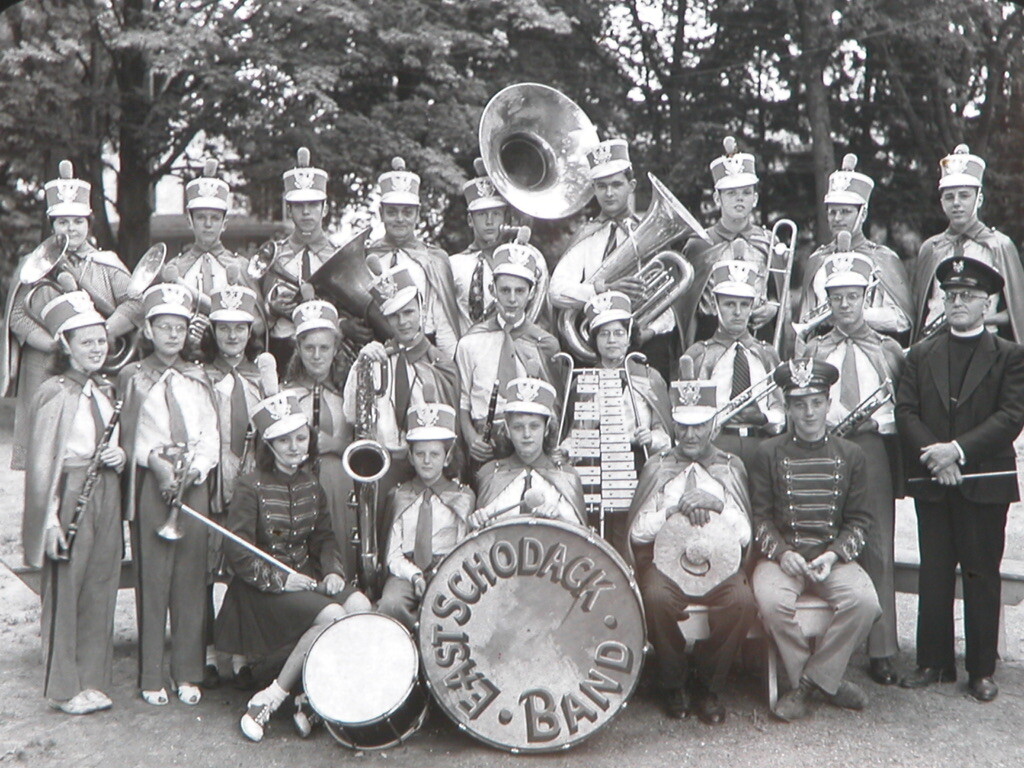 Antique c. 1910 - 20s East Schodack Marching Band Photo NY Lantern Glass Slide