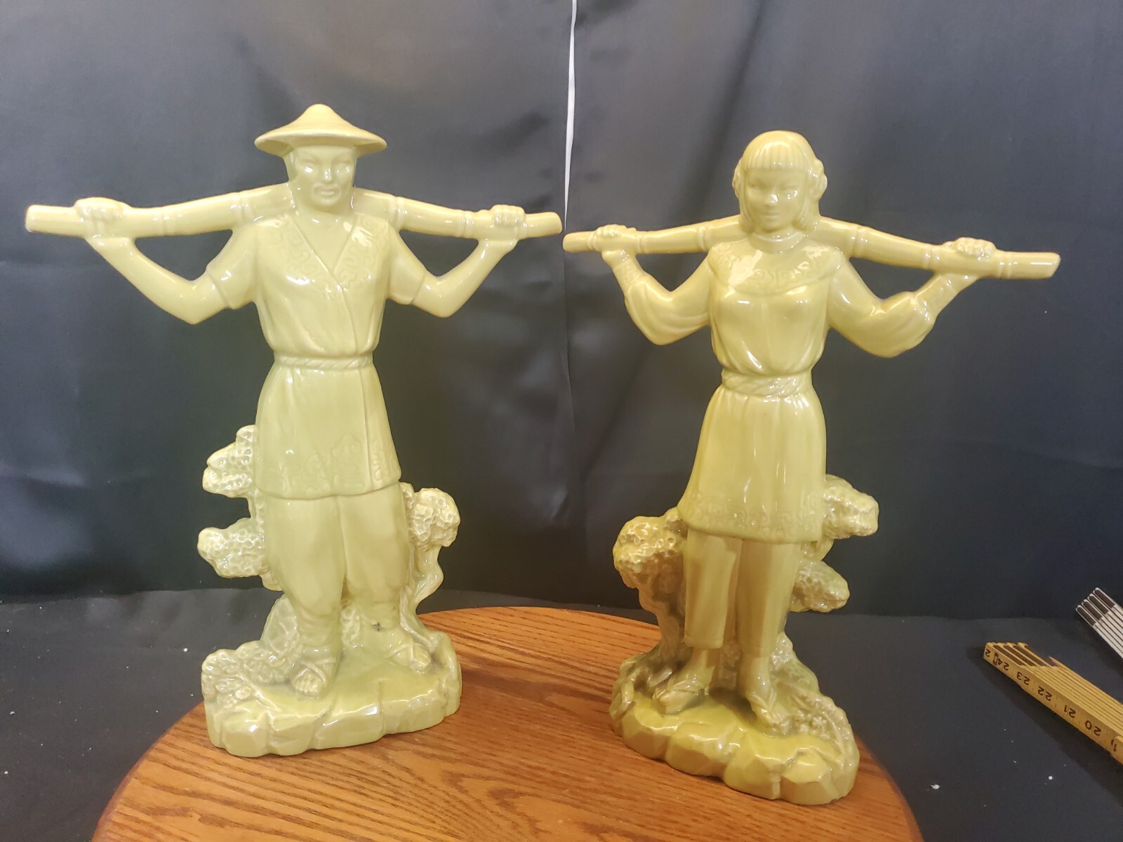 VTG Gonder Ceramic Water Bearers Porters Chinese Asian Man & Woman Figurine 1950