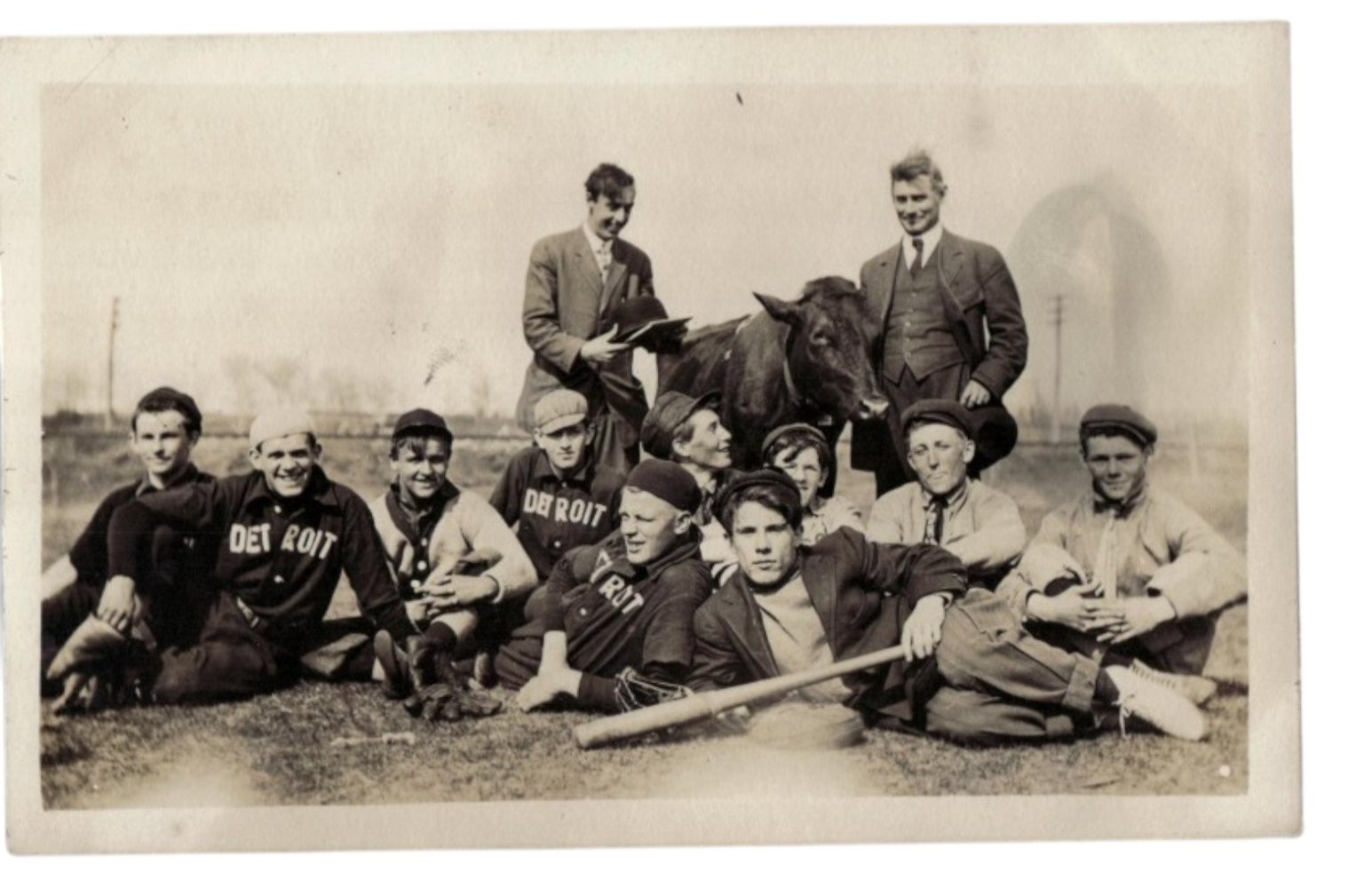 Vintage RPPC Detroit Baseball Team & Cow Postcard Oregon 1910s Americana Vintage RPPC Detroit Baseball Team & Cow Postcard Oregon 1910s Americana