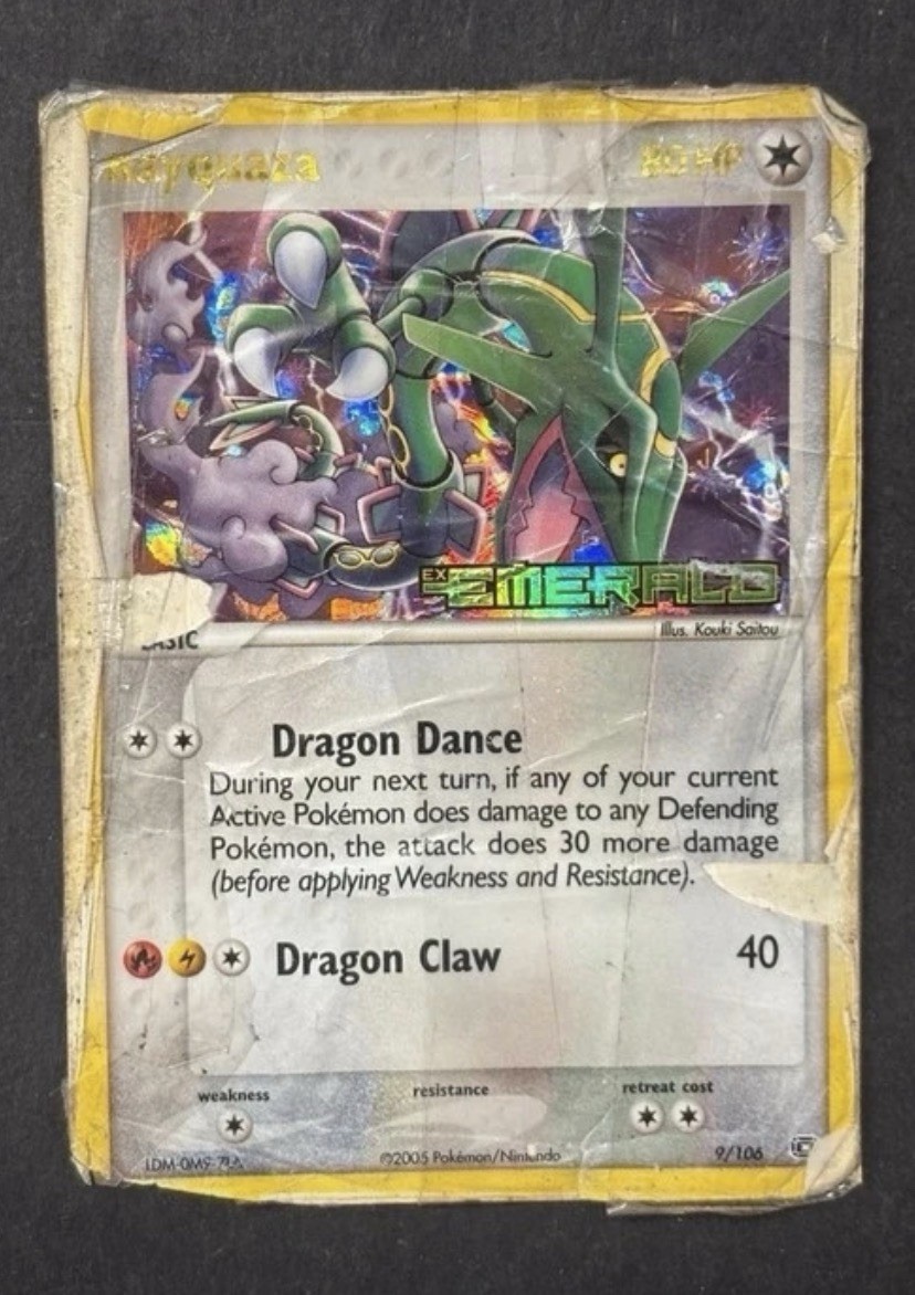 Pokemon Card-Rayquaza -Holo-Ex Emerald 9/106-ENG-STAMPED-DAMAGED