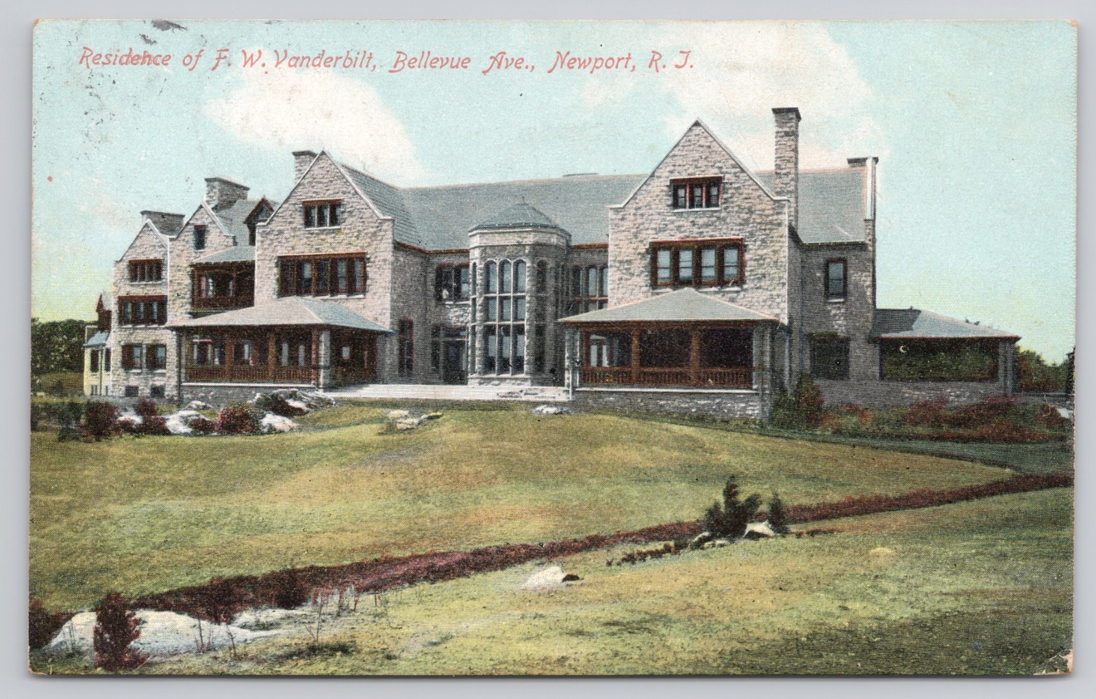 Newport RI Rhode Island FW Vanderbilt Residence Bellevue Avenue Postcard