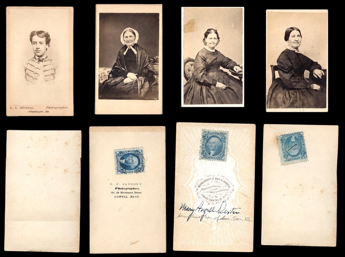 4 Civil War Era CDV Photos Revenue Tax Stamps Victorian Portraits Original Lot