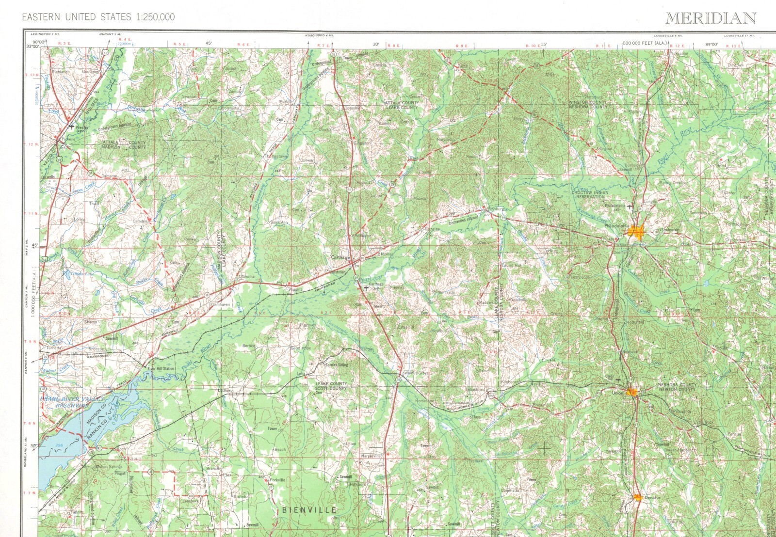 Meridian, Mississippi-Alabama 1965 Map US Army USGS 1:250000 Scale Topographic Meridian, Mississippi-Alabama 1965 Map US Army USGS 1:250000 Scale Topographic