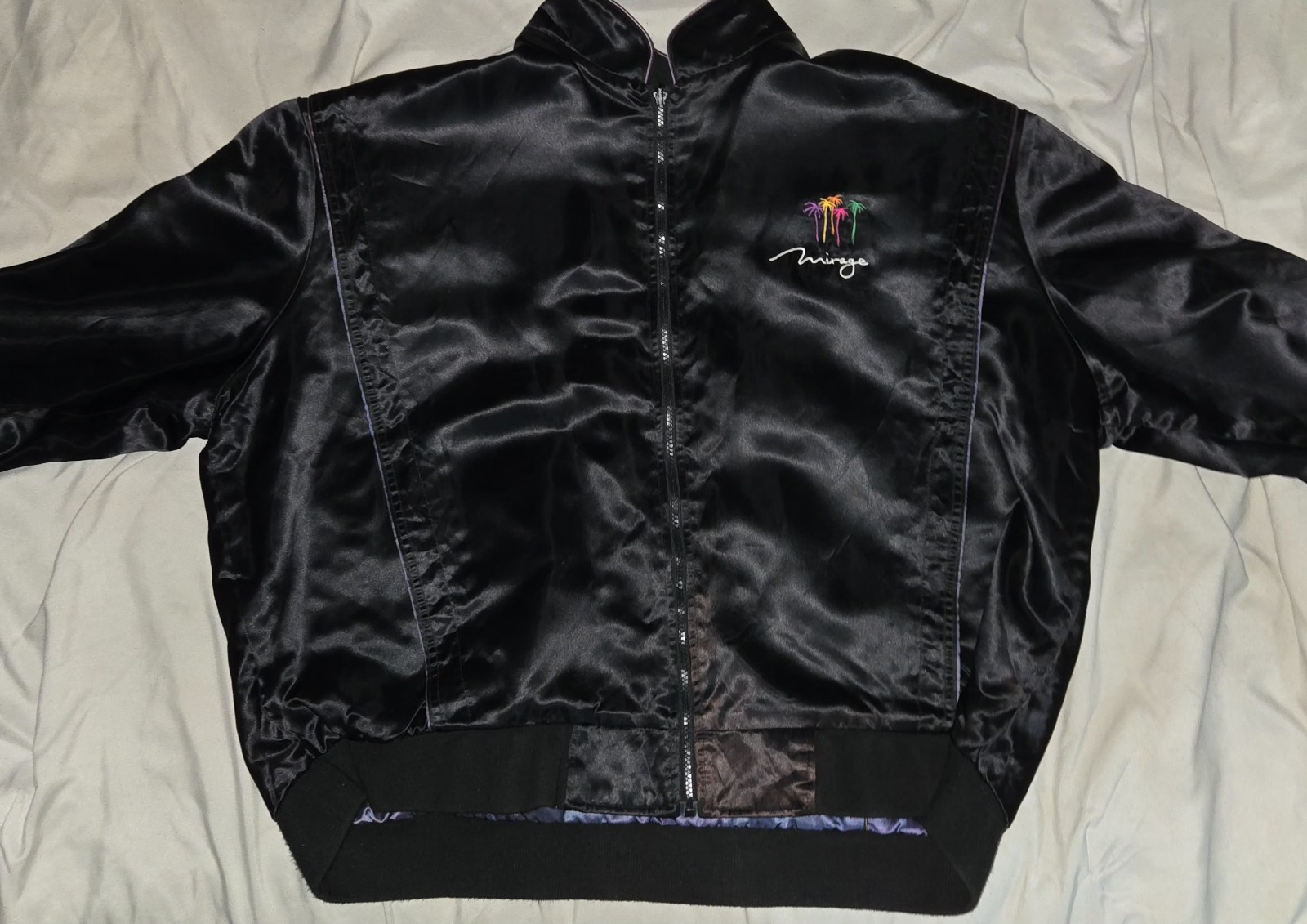 Vtg Las Vegas Mirage Casino & Treasure Island Satin Reversible XL BLK/SPECIAL 