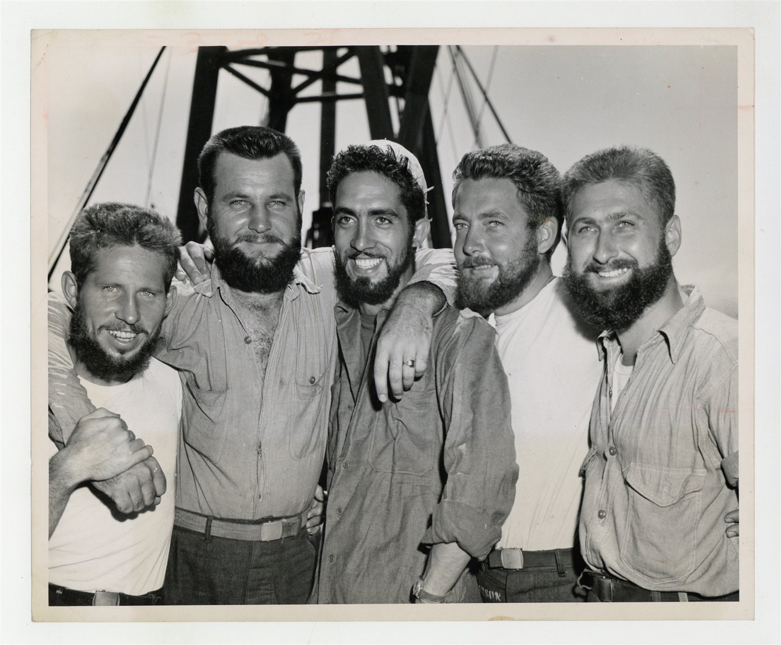 Rugged Bear Men 1945 Bearded US Coast Guardsmen Photo Husky Gay Bears J15602
