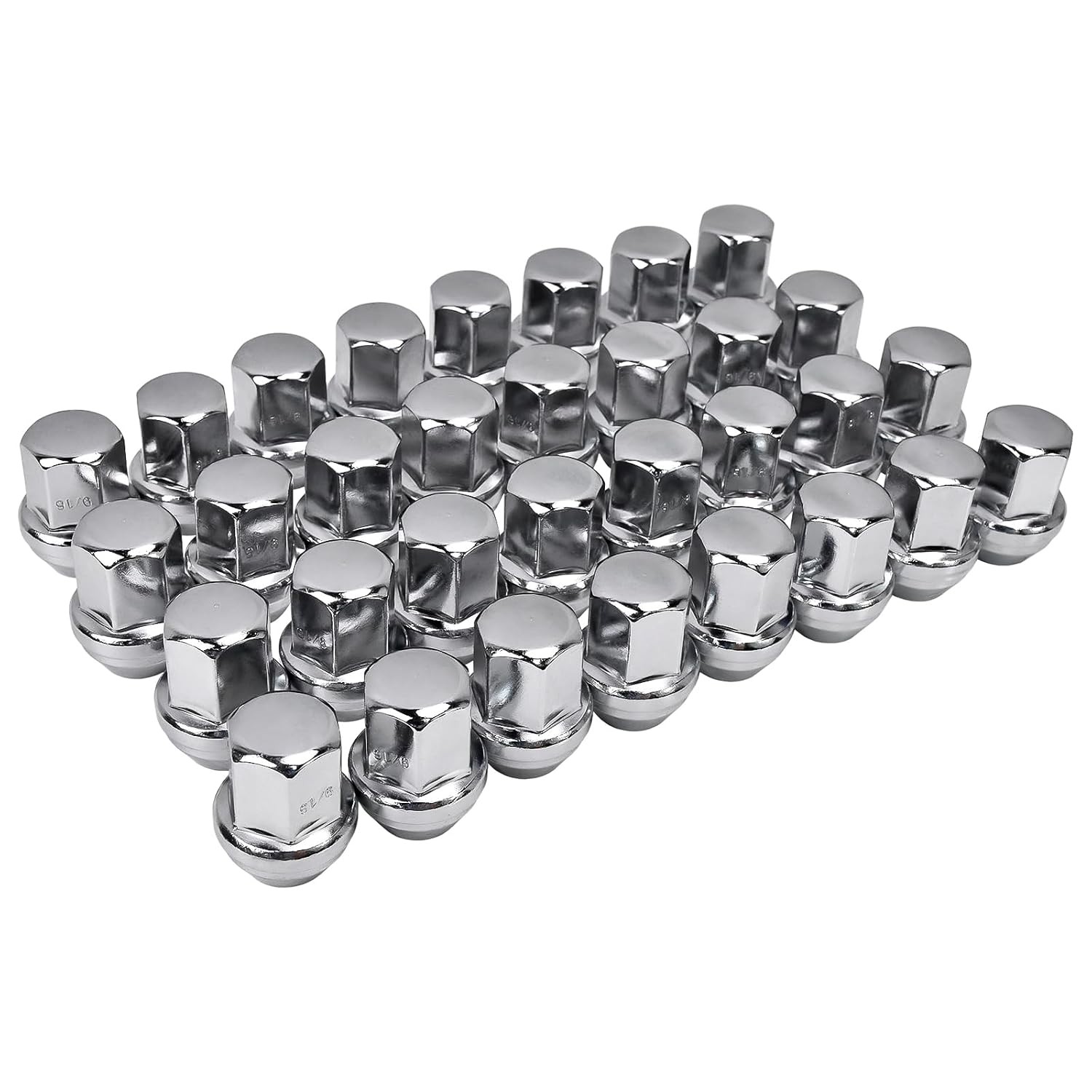 Hex Autoparts 32PCS 9/16-18 Chrome Lug Nuts Compatible with Ram 2500 | 7/8\