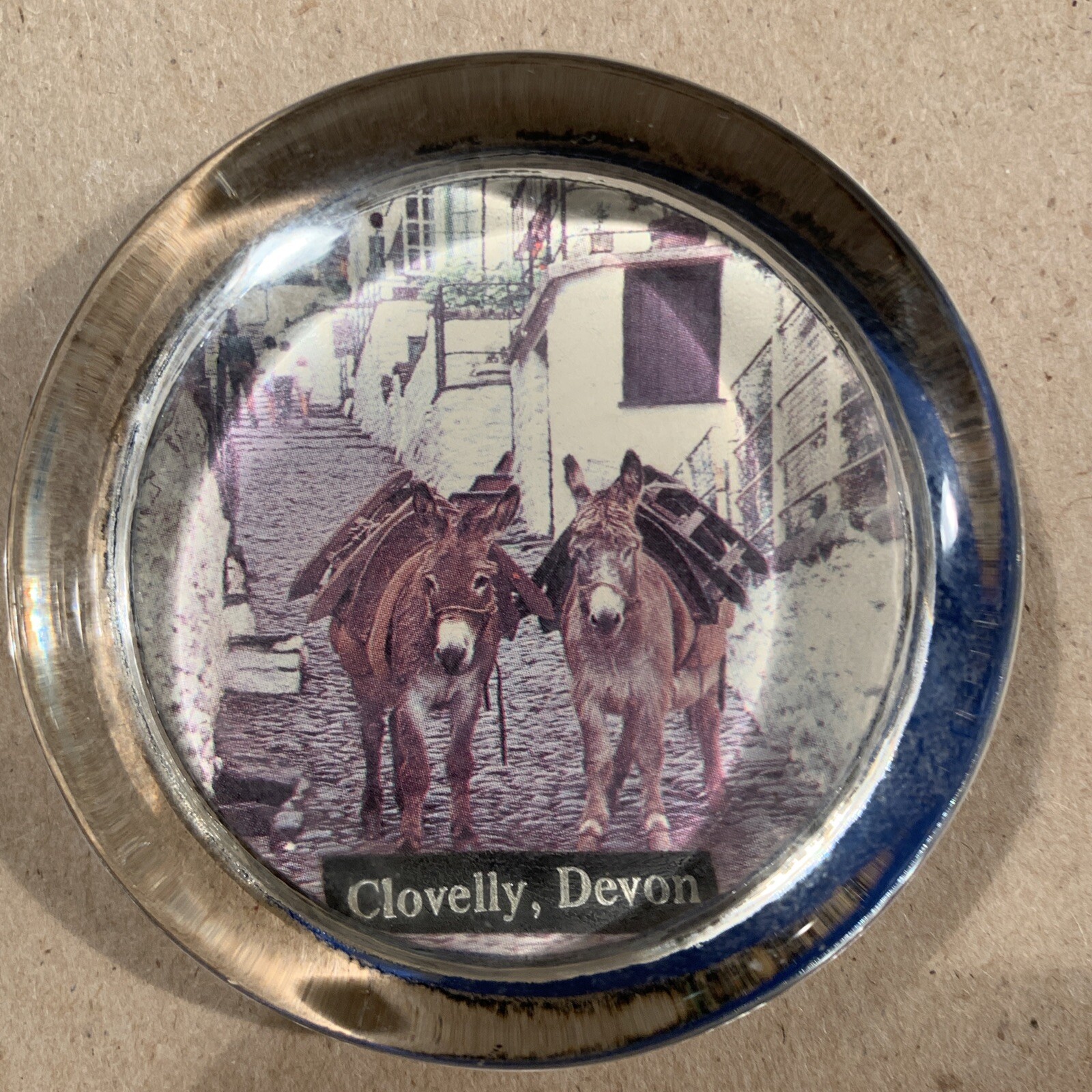Clovelly, Devon Paperweight 2 5/8 in. 2 Donkeys 172 grm. 6.1 oz.Very Unique RARE