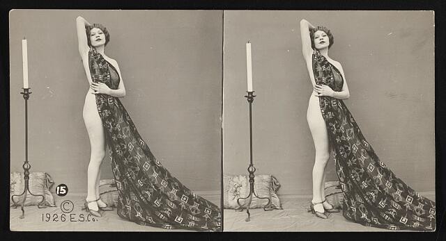 Photo:1926 Flapper Costume Pose Double Exposure Studio Portrait Sideshow