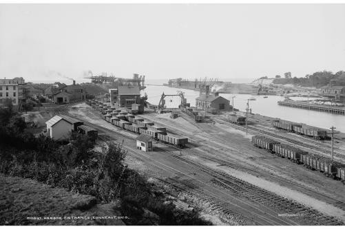 Photo:Conneaut Ohio Harbor Entrance Railroads Trains Tracks c1900