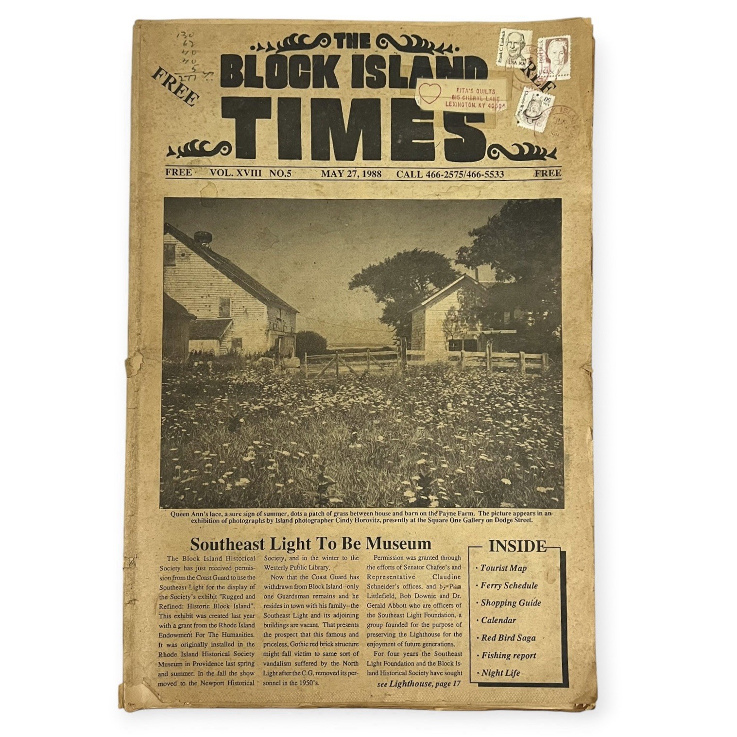 1988 Block Island Times Newspaper May 27 Rhode Island RI VTG Ads Map Ferry Guide