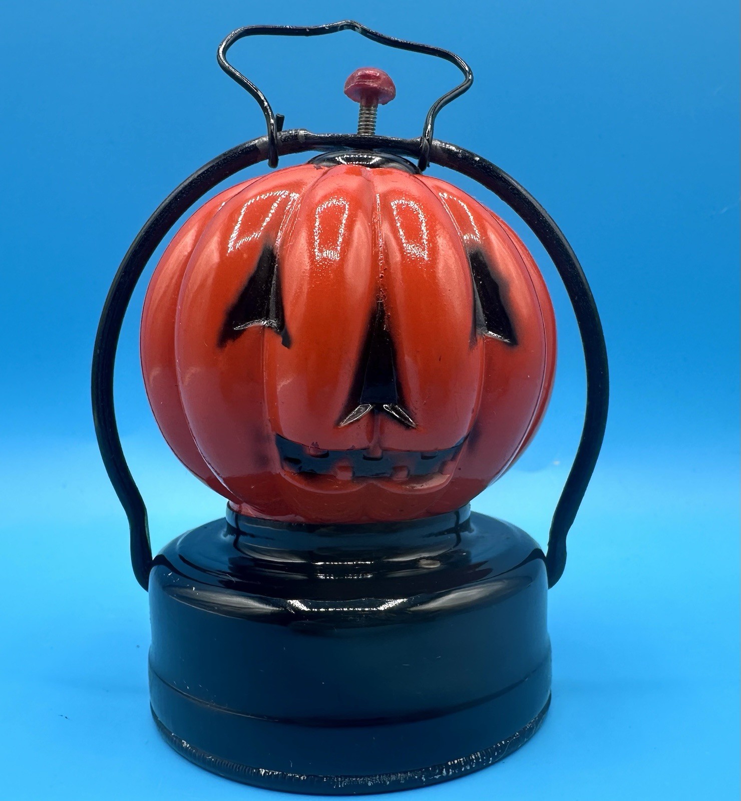 Vintage Wales Hong Kong Plastic & Metal Jack-O-Lantern Works Halloween Pumpkin