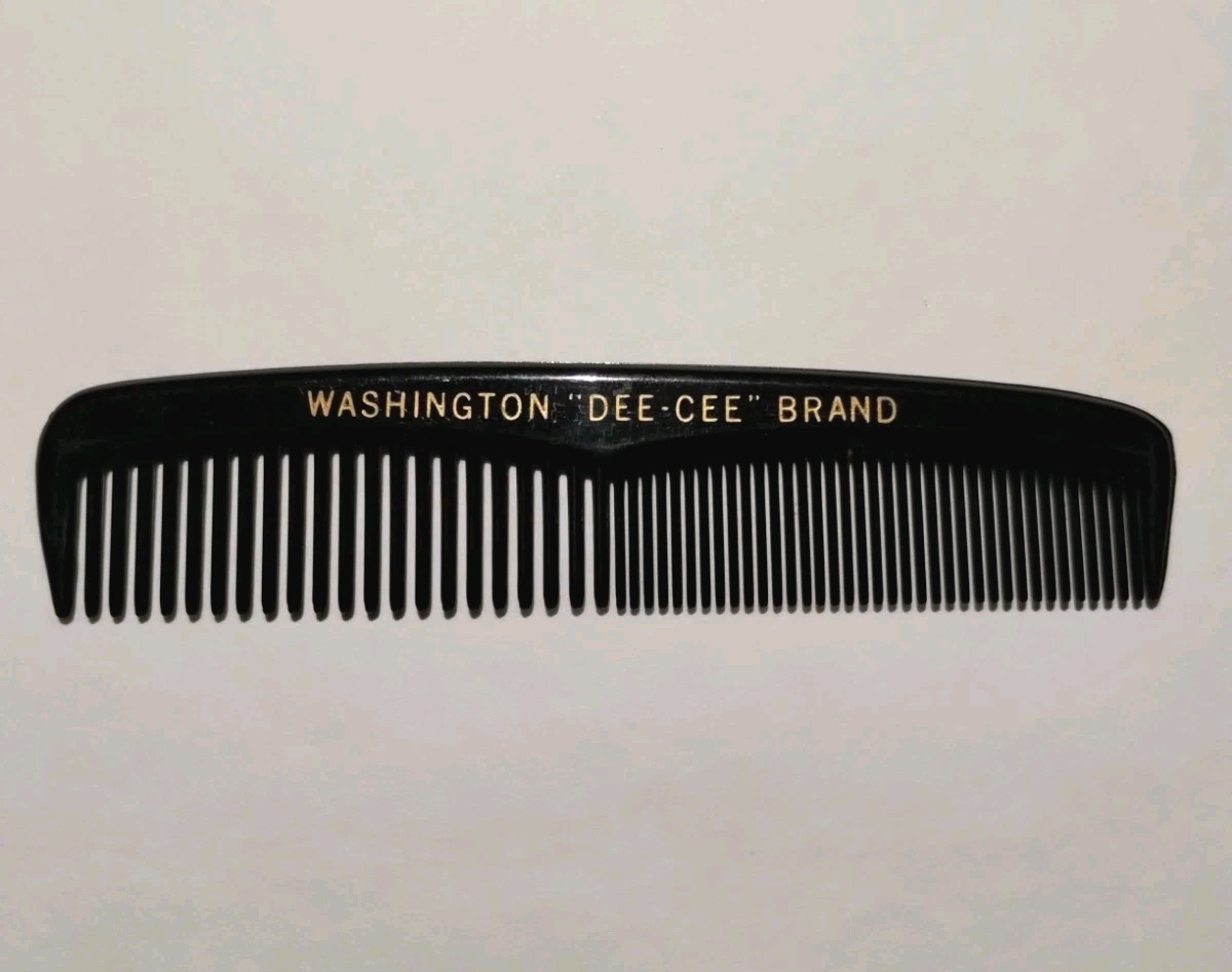 Vtg Washington Dee Cee Brand Comb Plastic Pocket Black Advertising 5\