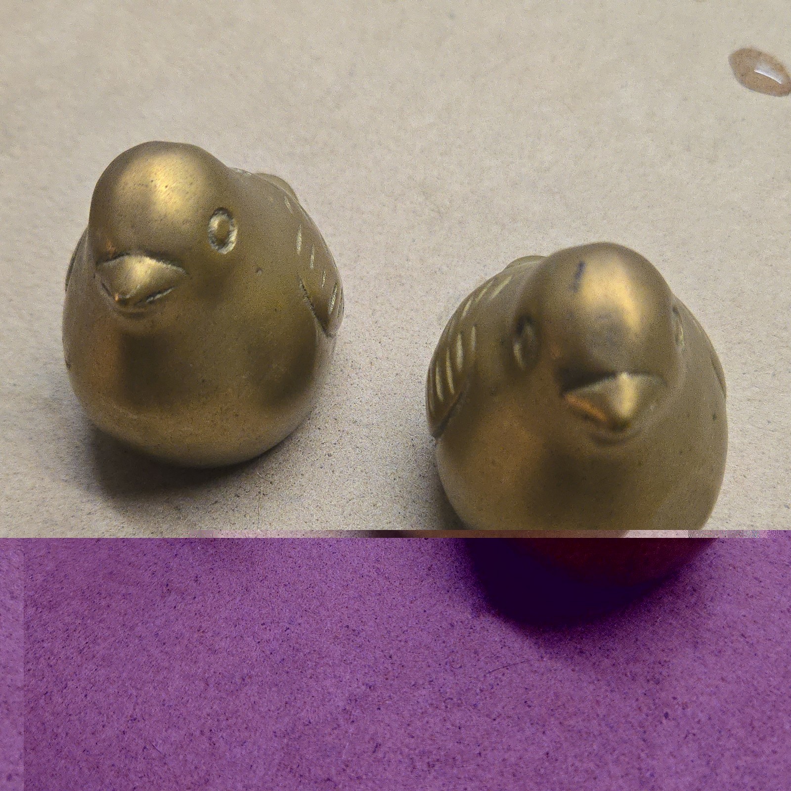 Vtg Brass Minature Birds(2),2x3inches