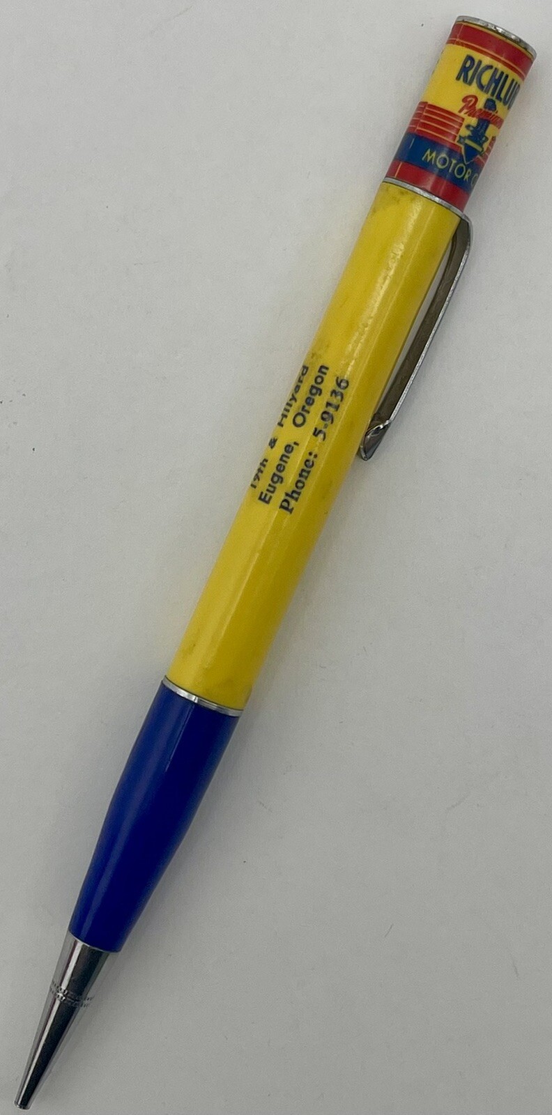 Vintage Ritepoint Mechanical Pencil Richlube Motor Oil Advertising Can Oregon