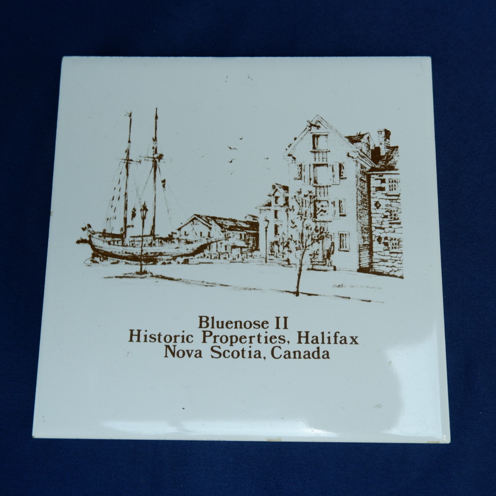Vintage Bluenose II Historic Properties, Halifax Nova Scotia, Canada Tile Trivet