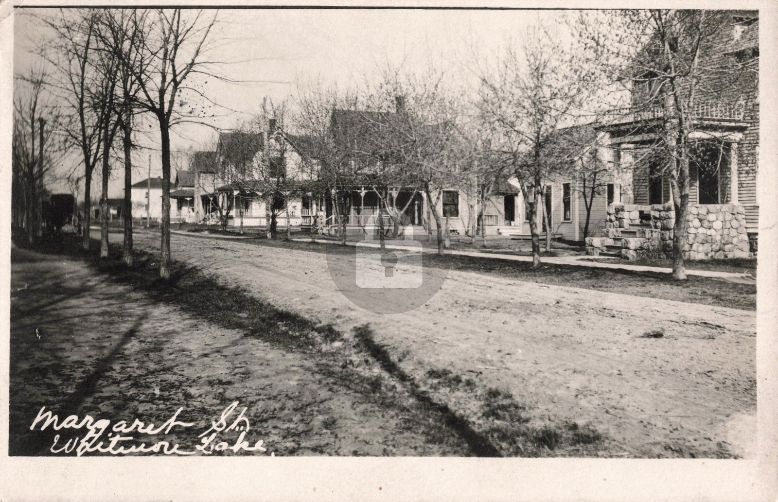 Street View Margaret St., Whitmore Lake MI Michigan 1916 RPPC Postcard COPY