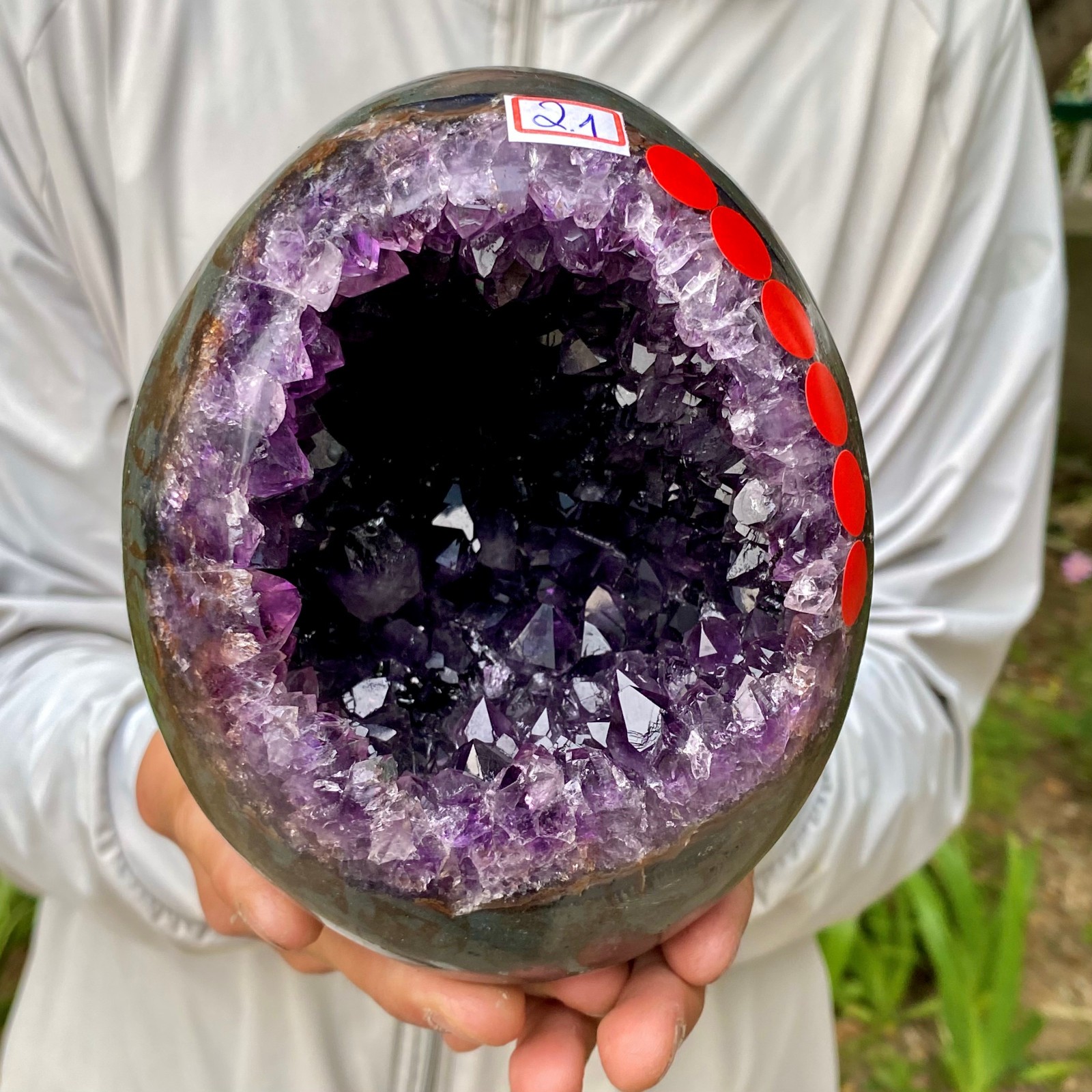 4.62LB High quality Natural Amethyst geode quartz crystal Dinosaur egg healing