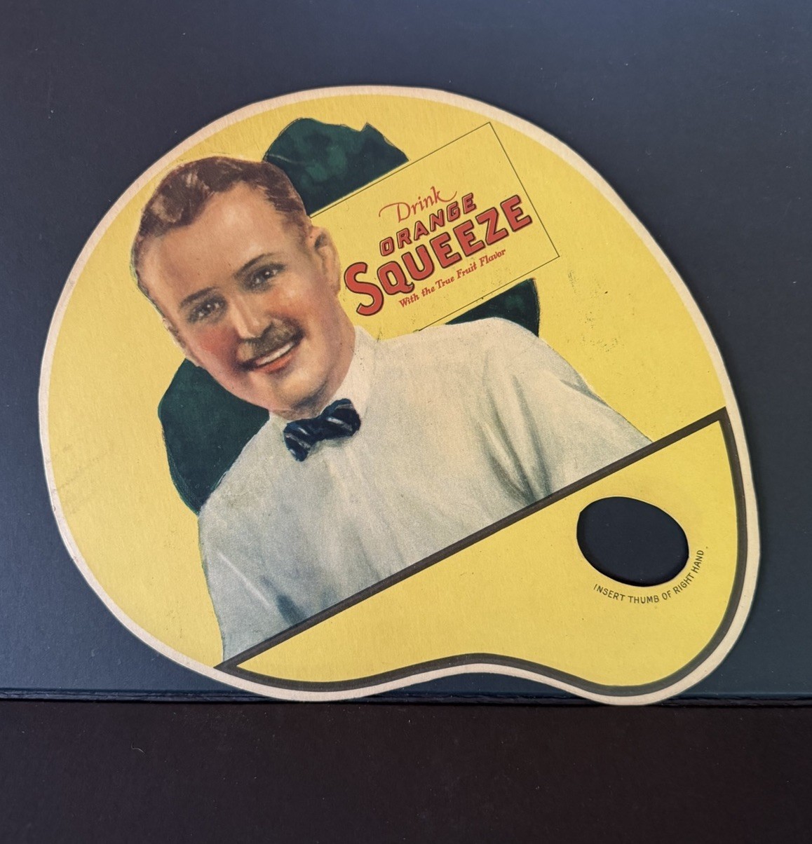 Vintage 1926 DRINK ORANGE SQUEEZE Fruit Soda Paper Hand Fan Sign Ephemera