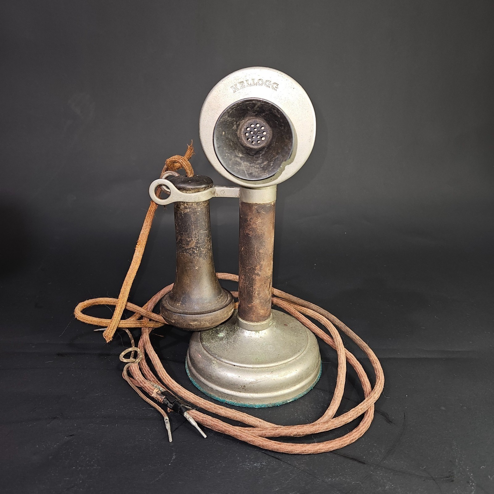 Antique Kellogg Candlestick Telephone Nickel Plated Brass Black Base. Pat. 1907 Antique Kellogg Candlestick Telephone Nickel Plated Brass Black Base. Pat. 1907