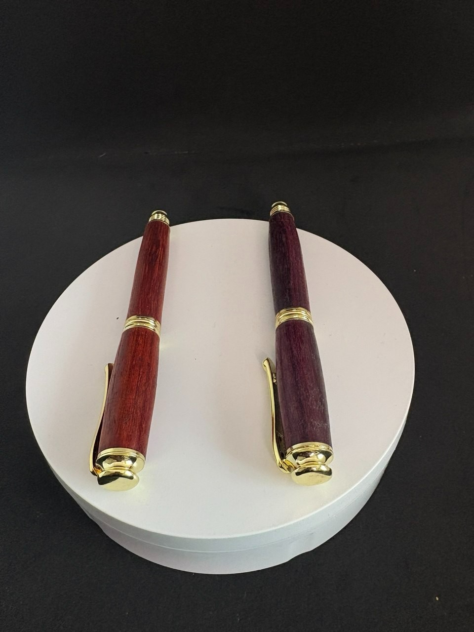 Handcrafted Wood Rollerball Pen - Padauk & Purpleheart Wood, Natural Beeswax