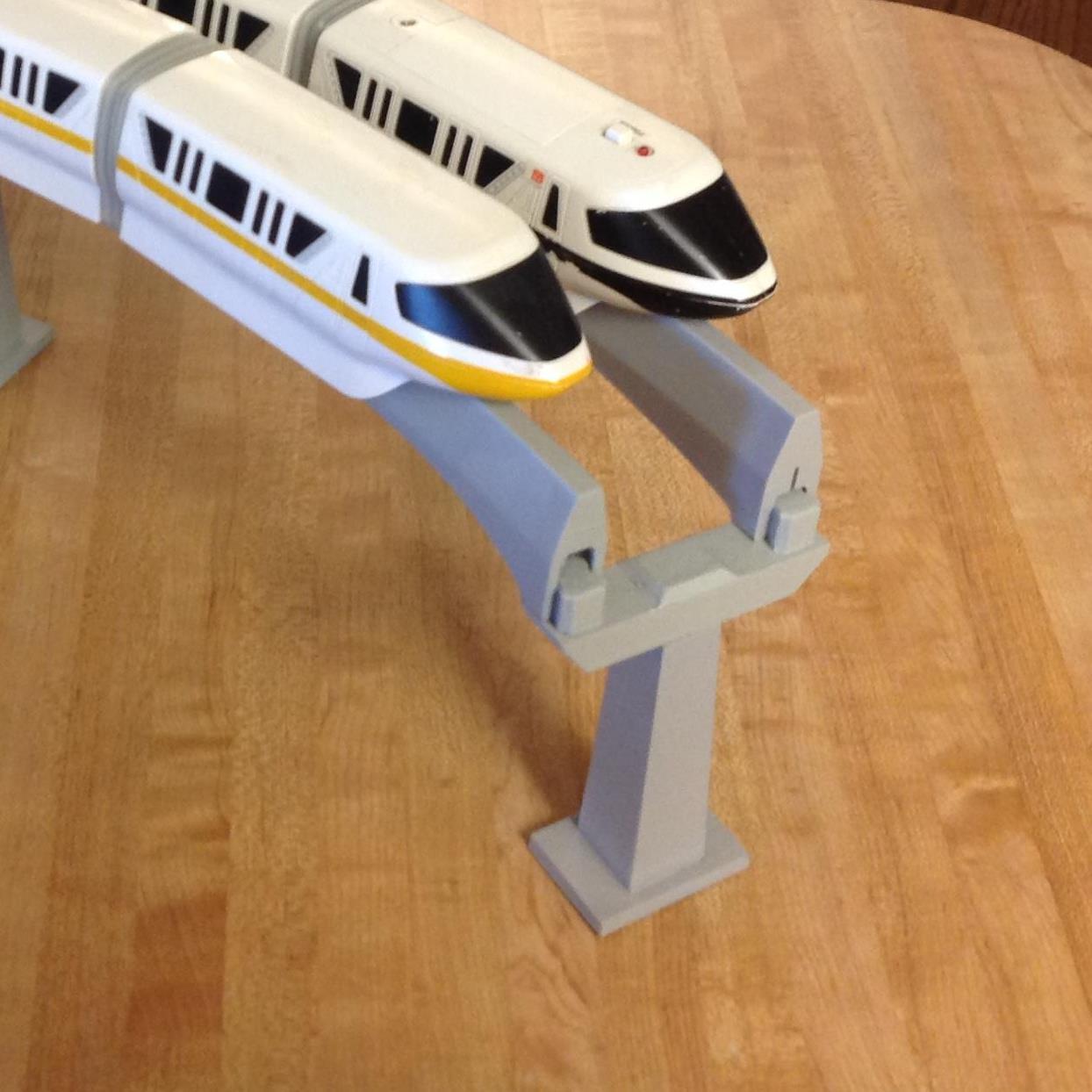 Double Track Disney Monorail Adapter Allows 2 tracks on 1 support - New Gray