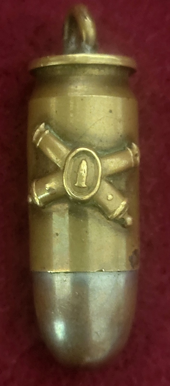 WWI US Coastal Artillery Trench Art Watch Fob Pendant 1913 USC Co. 45 Cal Bullet