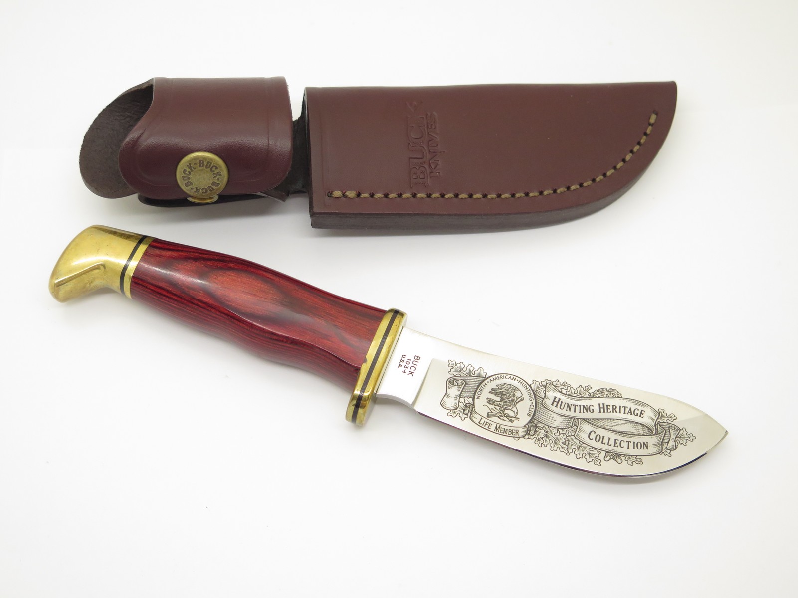 2006 Buck 103 Skinner NAHC Life Member Cocobolo Wood Fixed Blade Hunting Knife
