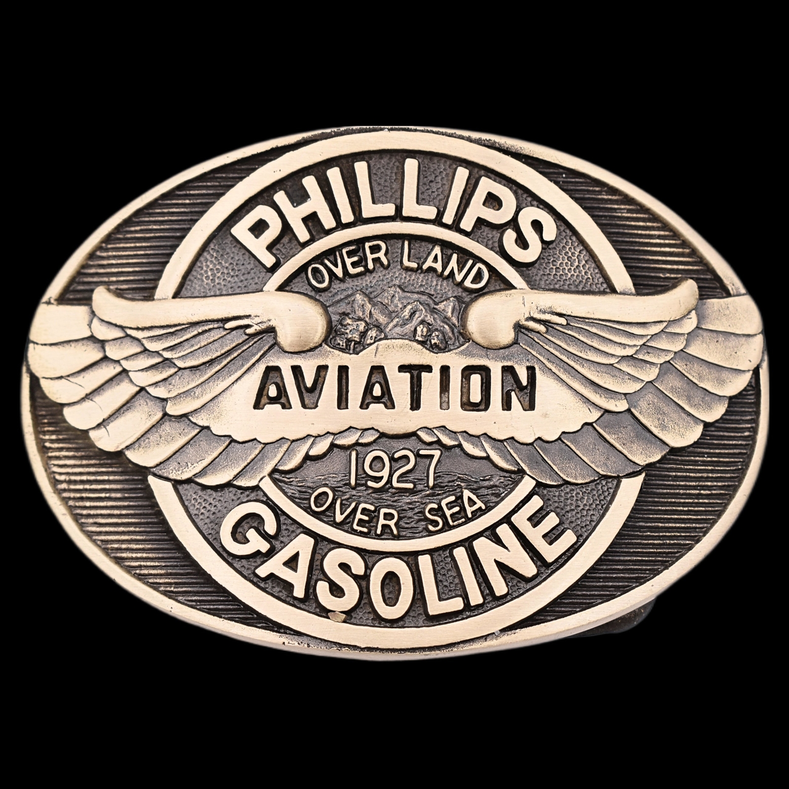 Phillips Aviation Gasoline Solid Brass Vintage Belt Buckle