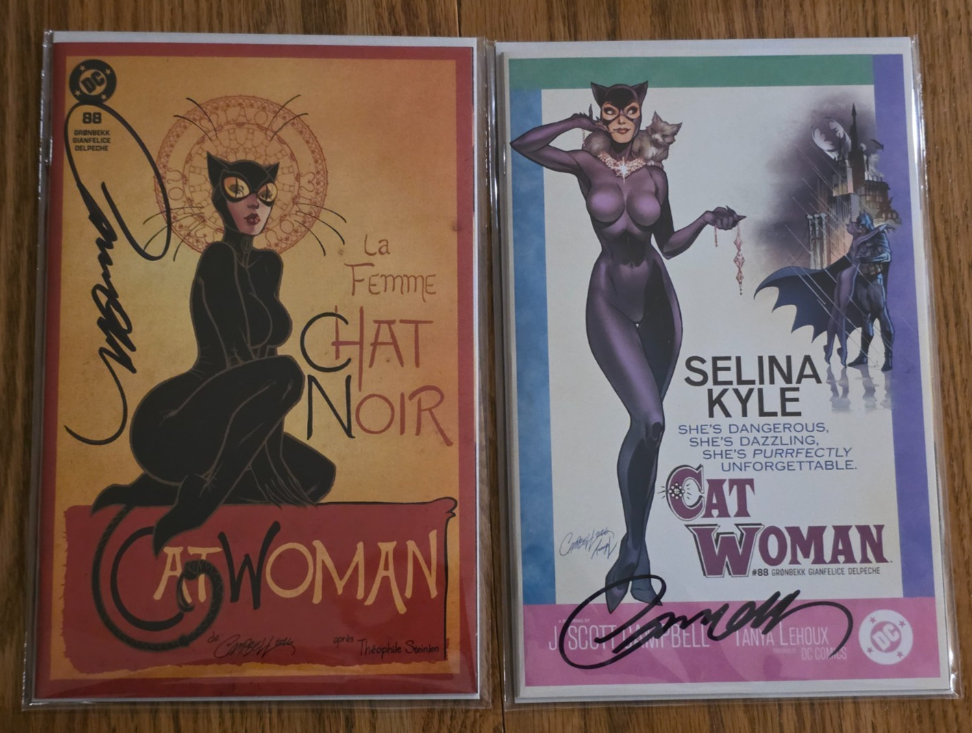 Catwoman #88 J. Scott Campbell Signed Chat Noir & Breakfast Tiffany Set w/ COA