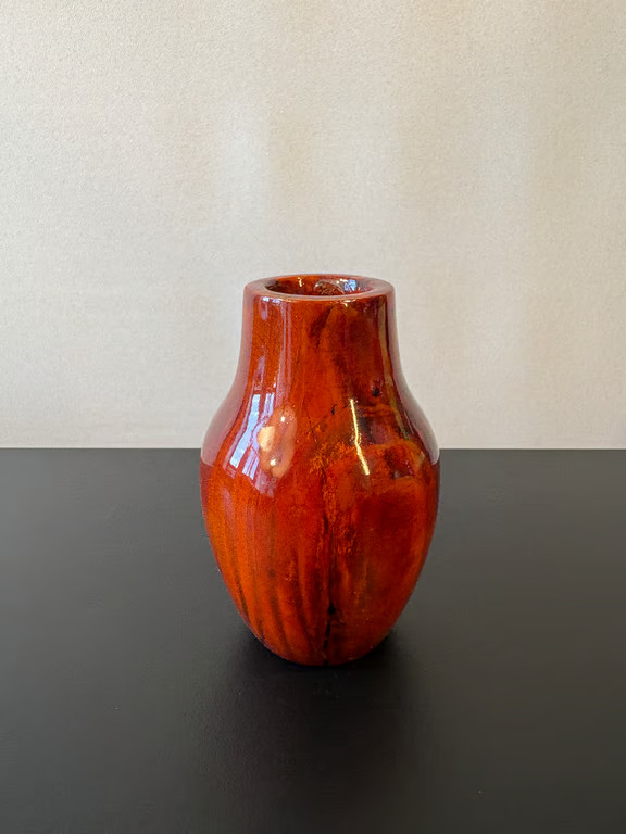 Vintage Red Brown Mottled Ceramic Vase Small