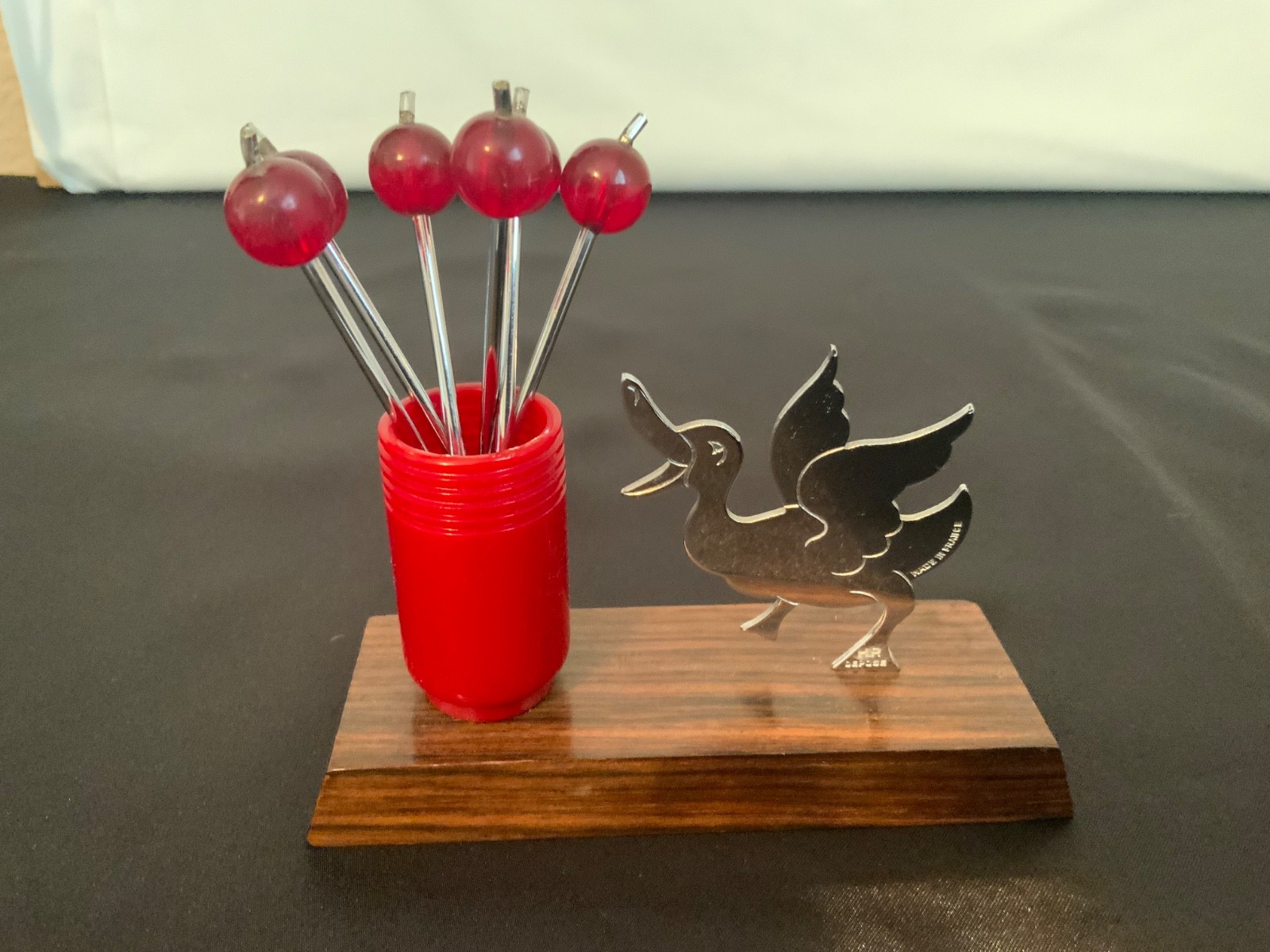 Vintage French Art Deco Goose Cocktail Picks Set H.P. Déposé