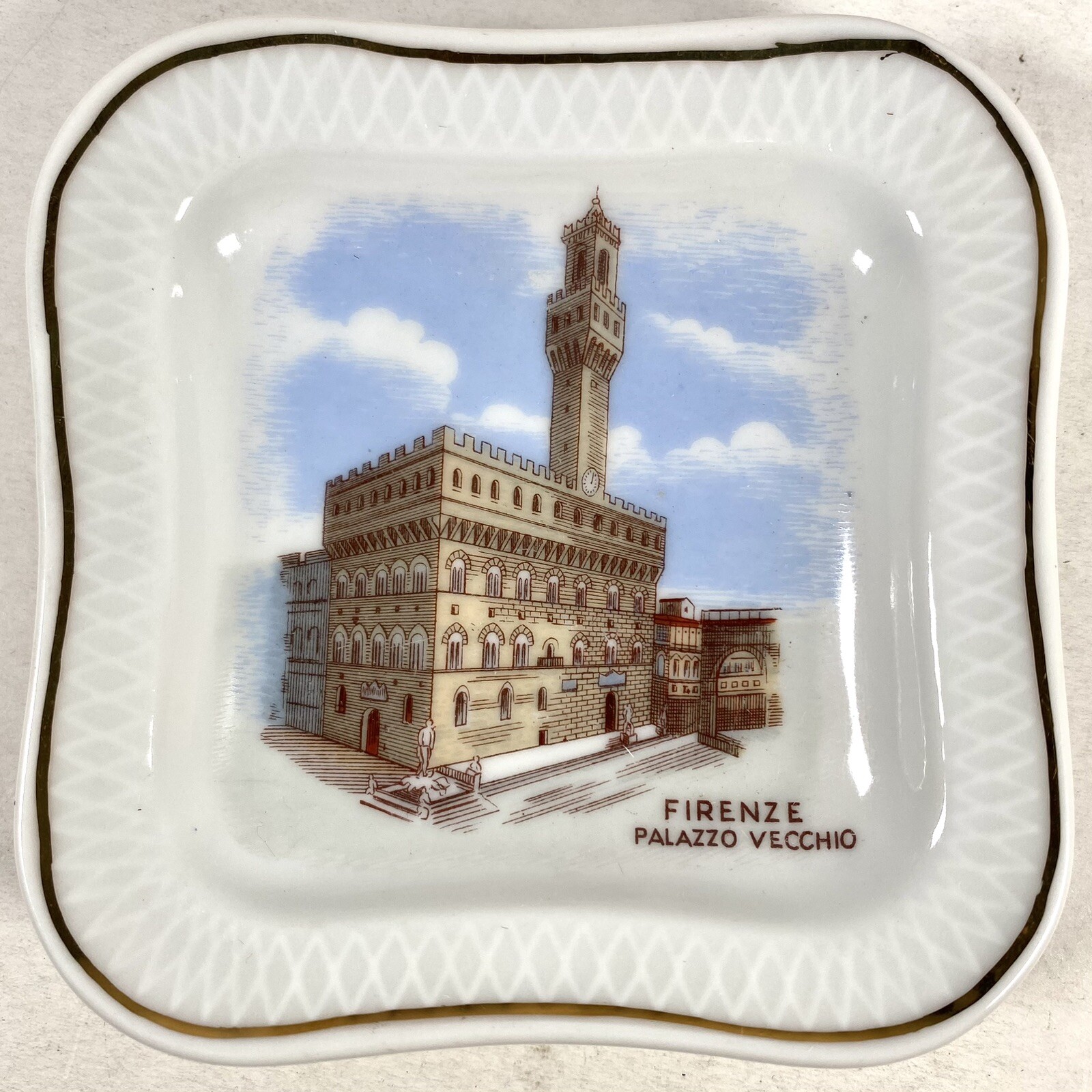 Firenze Palazzo Vecchio Vintage Souvenir Trinket Ashtray Dish Svisse Langenthal Firenze Palazzo Vecchio Vintage Souvenir Trinket Ashtray Dish Svisse Langenthal