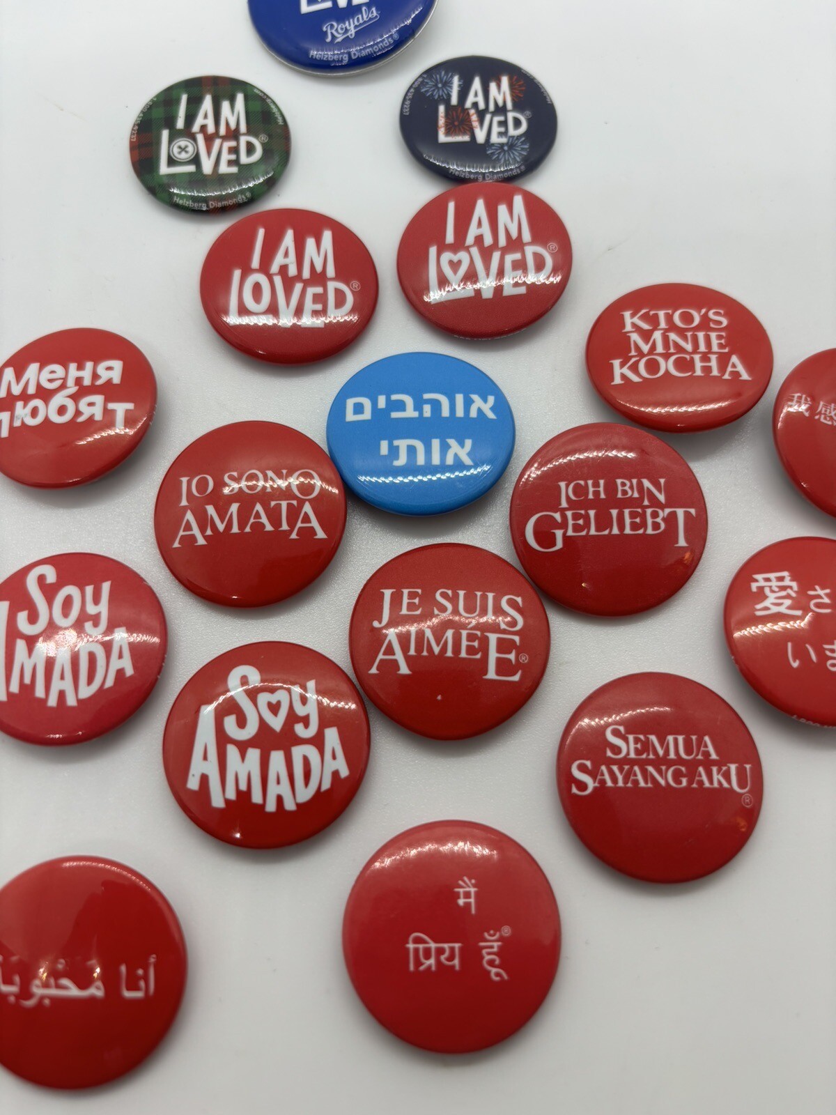 I Am Loved Buttons 19 Piece Lot Multiple Language French German Italian Russian