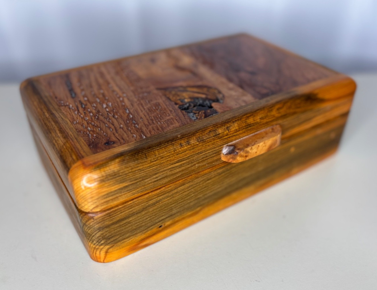 VTG 1993 Burl Craft Hand Crafted Burl Wood Jewelry Stash  Box Oregon Signed Art