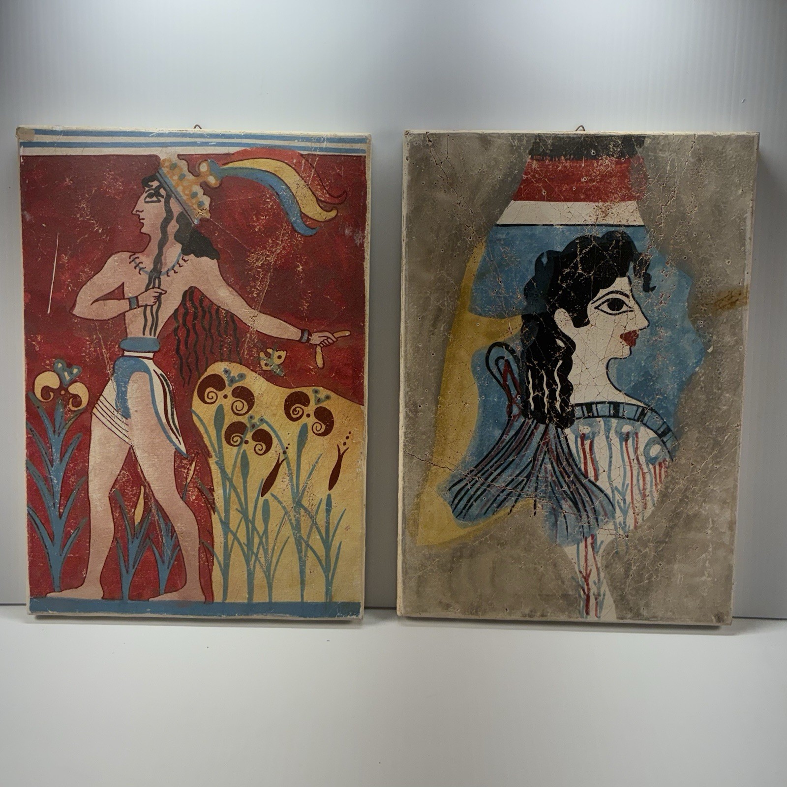 Replica Wall Plaques Minoan frescoes from the Palace of Knossos Crete, Greece.